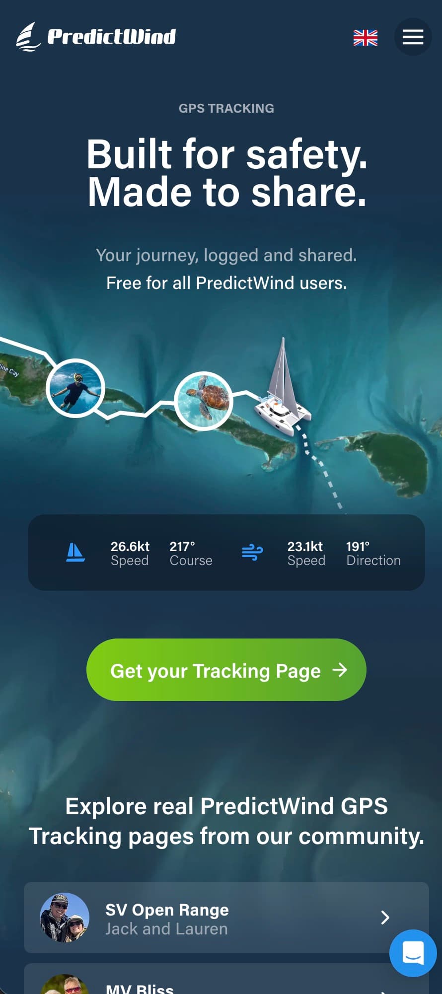 PredictWind mobile view