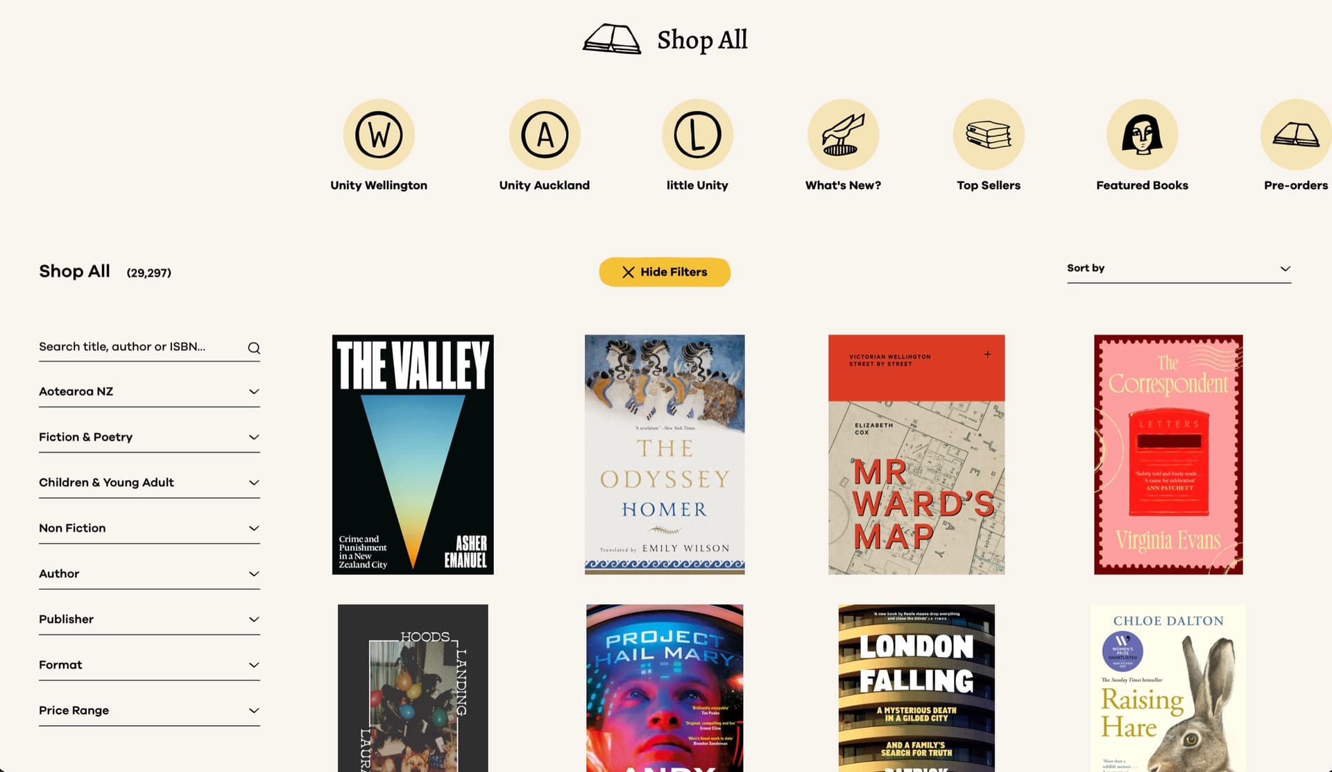 Unity Books desktop view 2